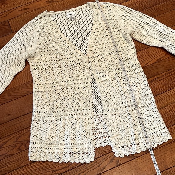 NWOT hand crocheted cotton-blend boho sweater M - Picture 10 of 10